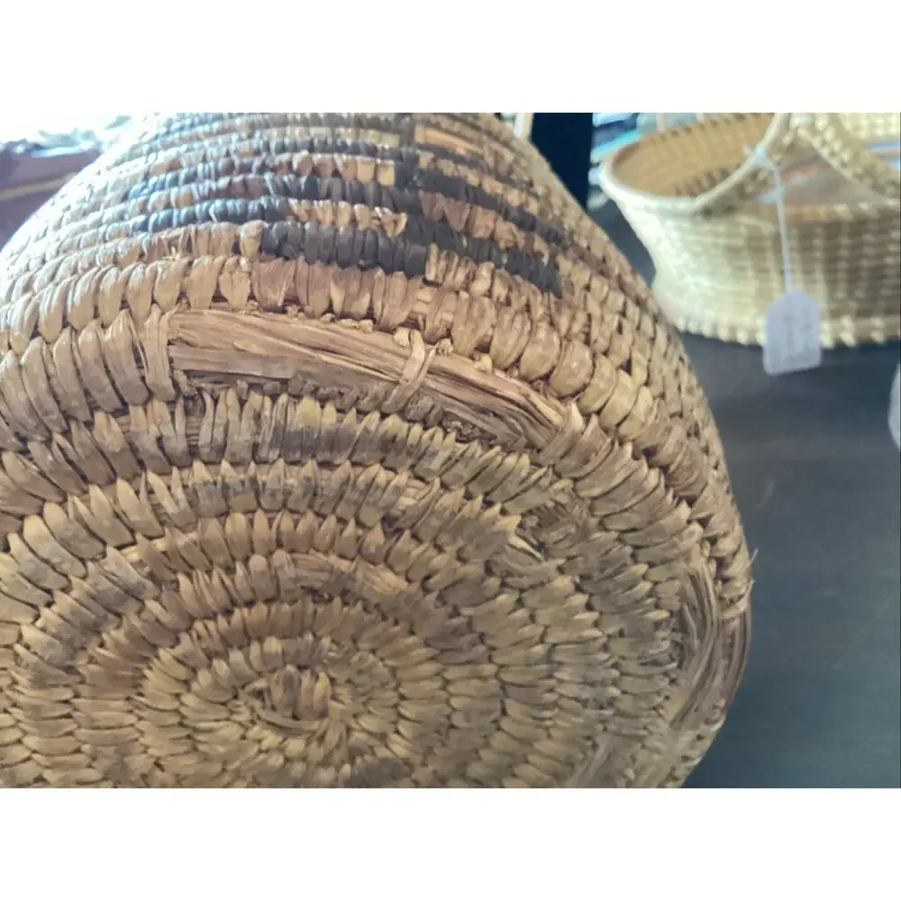 OLD NATIVE AMERICAN Tohono O'odham Papago PIMA Cylindrical Basket 6.5 T 7.5 W